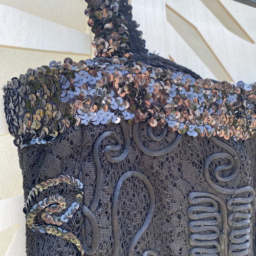 Vintage crop top black with sequins and lace like new