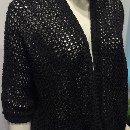Lindex Black Crochet Cardigan perforated, One Size, like new
