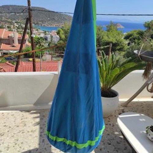 Children's Hanging Swing hammock like new, blue and green fabric