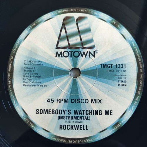 Rockwell Somebody's Watching Me 12'' Vinyl Maxi Single used, electronic