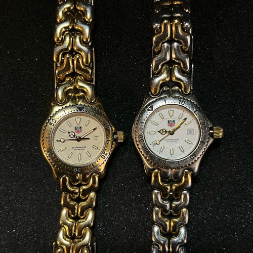 TAG Heuer watches used, gold and silver colors