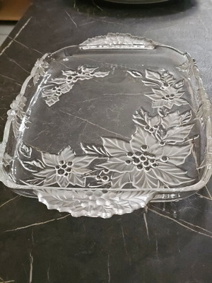 Glass serving platter used