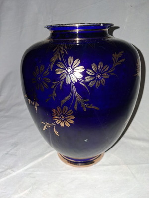 Κεραμικό βάζο Κιουτάχεια Αθηνών cobalt blue μεταχειρισμένο, 24 εκ.