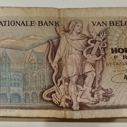 100 Francs Belgium banknote used, dated 13.3.70