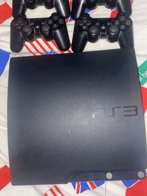 PlayStation 3 console with 4 Sony controllers