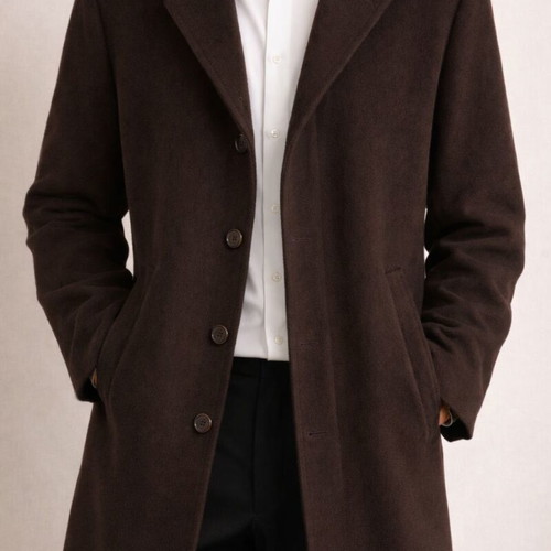 Bissorani men's coat used, brown, wool with cashmere