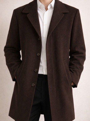 Bissorani men's coat used, brown, wool with cashmere