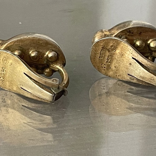 Vintage Zolotas ladybug clip-on earrings used, gold-plated silver 950