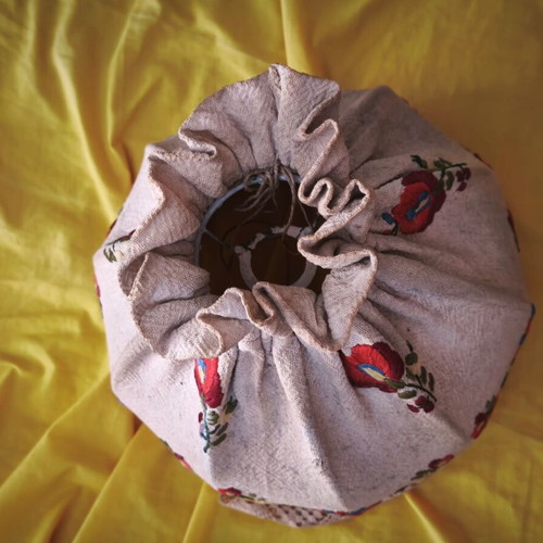 Vintage fabric lampshade used with some imperfections 25x23