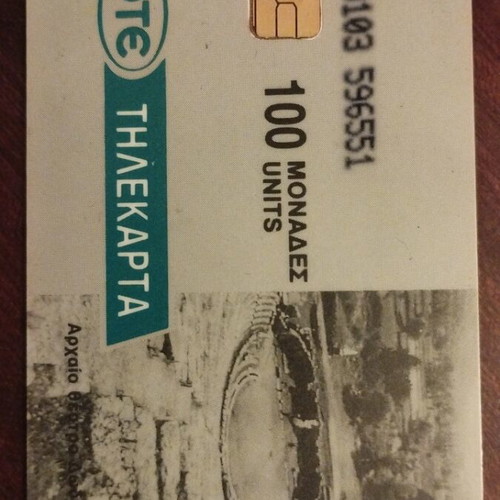 Greek phone card used 1993 Ioannina 7/93 code Φ1Φ3 596551
