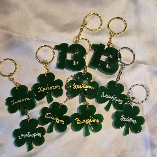 Panathinaikos clover keychain made to order, handmade