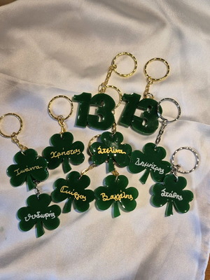 Panathinaikos clover keychain made to order, handmade