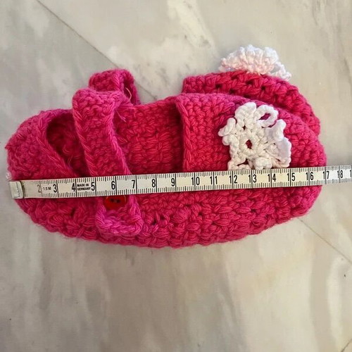 Handmade knitted baby slippers new, pair, gray and pink