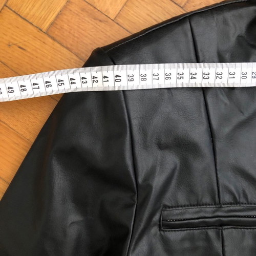 Black biker faux leather jacket used, size S/M