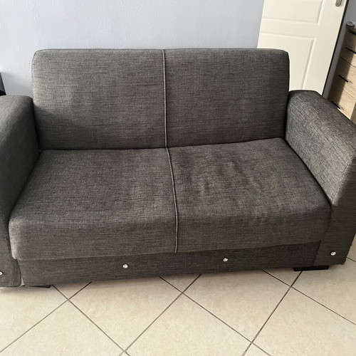 3-seater and 2-seater sofa beds with storage, grey