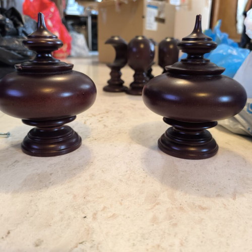French antique wooden curtain rod caps, like new, set of 2