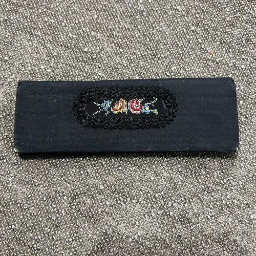Mirror with comb used, vintage with embroidered design