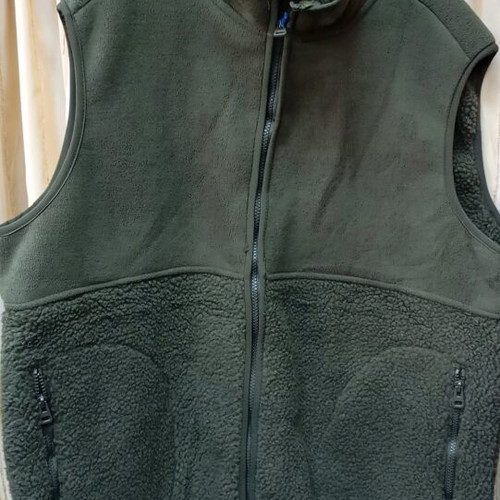 Fleece sleeveless men's vest new green with zipper