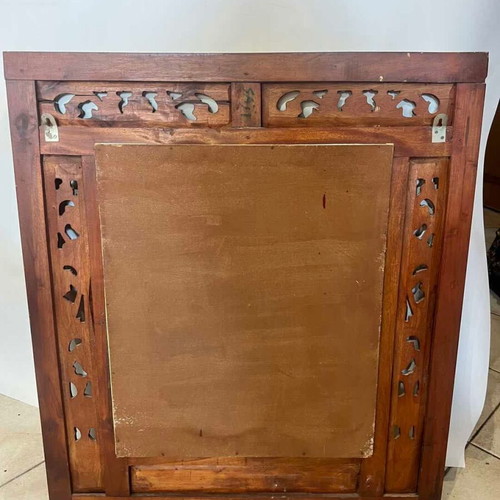 Vintage wooden carved mirror with opening doors 89.5x79.5 used