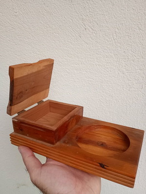 Винтидж дървена пепелник цигарена кутия употребявана, сувенир Indian City U.S.A