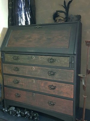 Hand-Renovated Writing Desk Custom Made, Solid Wood