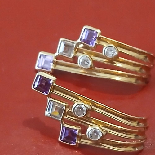 Gold 585 large earrings 3 cm length
