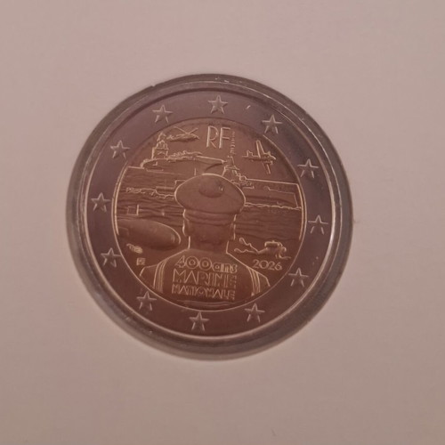 2 Euro France 2026 400 ans Marine Nationale coin, uncirculated