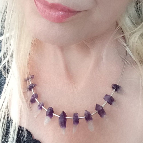 Lalaunis A21 925 necklace choker used with raw amethysts vintage