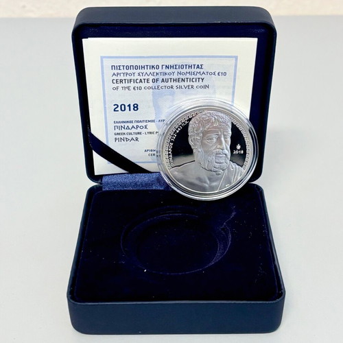 Silver coin Proof 10 euro Pindaros 2018 new, Greece