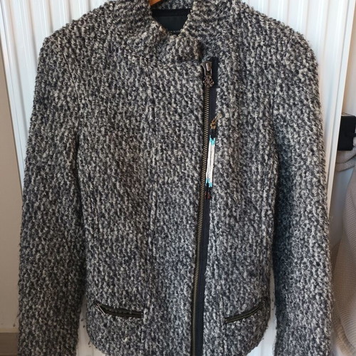 Maison Scotch wool biker jacket like new, gray, size S