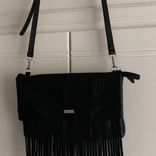 Doca black shoulder bag like new with fringes