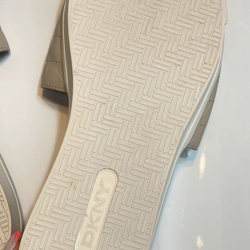 DKNY Jasna platform slides, beige nude leather, size 37