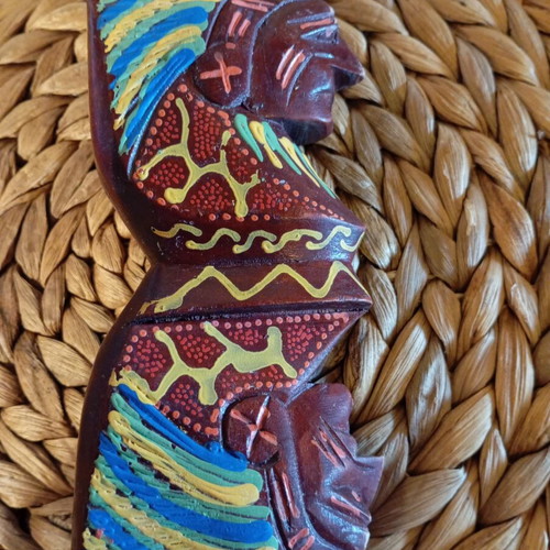 Wooden vintage figure handmade, used, African art, 28 cm height