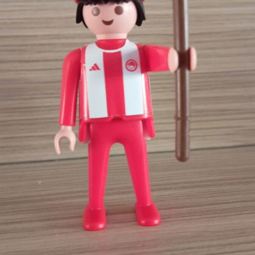 Playmobil Olympiacos Fan Figure with Team Flag, Like New
