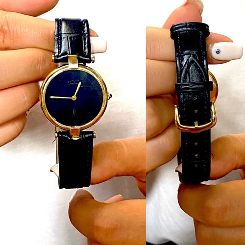 Ρολόι Cartier Paris γυναικείο μεταχειρισμένο, ασημένιο 925 με φύλλο χρυσού