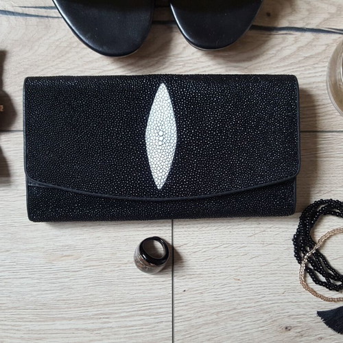 Stingray Leather Purse brand new, black and white