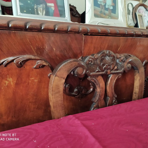 Antique solid walnut dining set with lion leg design used