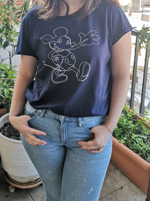 Disney short-sleeve shirt used, blue, size L by H&M