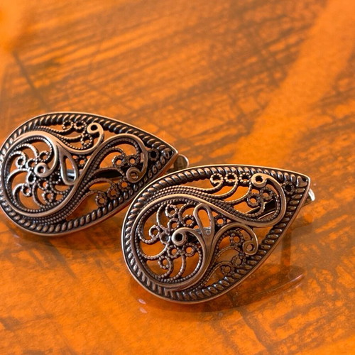 Silver Russian Filigree Earrings 925 stamped new