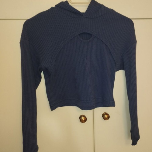 Rib tracksuit set like new, blue, size 14 with crop top and wide pants