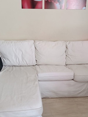 EKTORP IKEA sofa with chaise lounge used, white cover