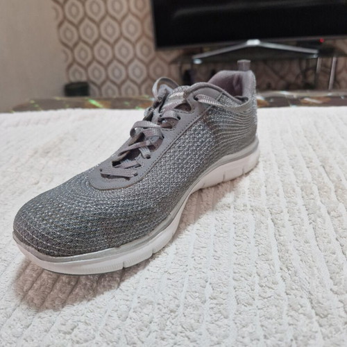 Skechers women's lightweight sneakers, size 38, grey with shimmer