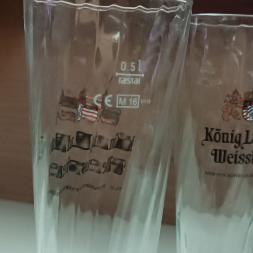 Konig Ludwig Weissbier beer glasses pack of 2, new