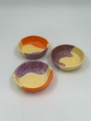Handmade ceramic bowls set of 3, new, multicolor