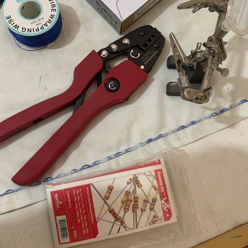 Electronic tools and components used for DIY projects, set