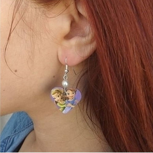Handmade Princess Sofia Heart Earrings purple