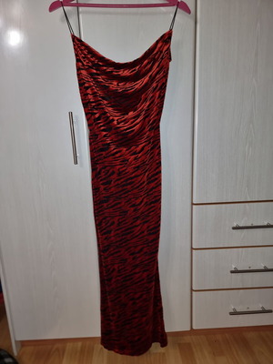 Φόρεμα animal print κόκκινο βελούτε ύφασμα μέγεθος S καινούργιο