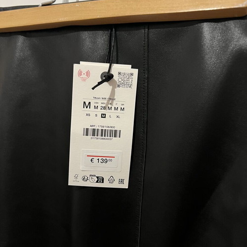 Zara leather midi skirt black, new, size M