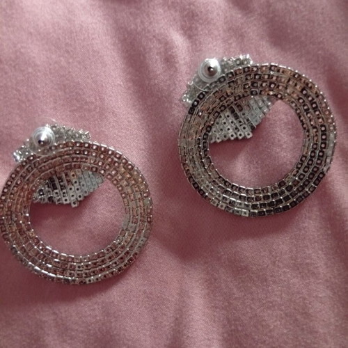 Hoop earrings with rhinestones, diameter 5cm, new