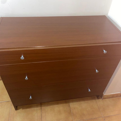 Bedroom furniture set with dresser and 2 nightstands, dark wood finish